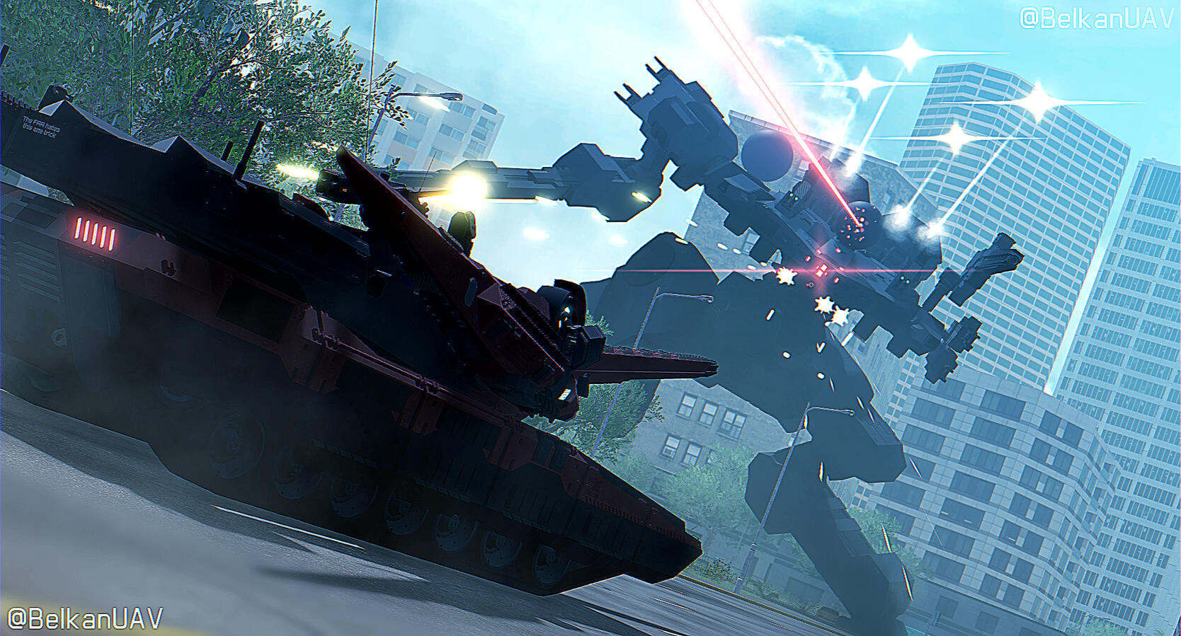 a PMC tank engages an adversary VULPEX unit